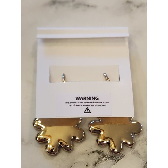 Chaps Gold-Tone Red Gemstone Flower Drop Earrings - Picture 3 of 5